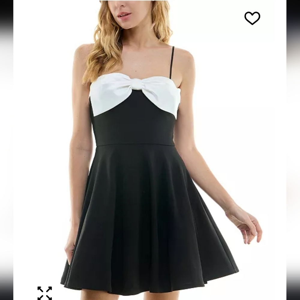 City Studio Black  Cocktail Dress with White Bow Accent 5/6